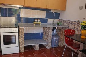 a kitchen with a counter with a sink and a stove at Casa do Monte 2 in Castro Daire