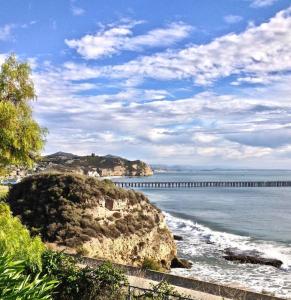 a view of a beach with a pier at Diamond - San Luis Bay Inn 1BD in Avila Beach