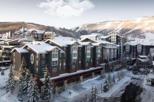 arial view of a resort in the snow at Marriott Mountainside Luxury 1BD in Park City