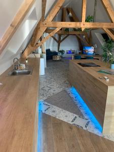 a kitchen with a sink and a counter top at Nid de cigogne in Illhaeusern +14 photos