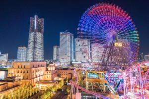 横滨景观或在公寓看到的城市景观