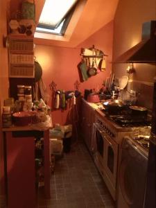 アントワープにあるArtistic appartment near downtown & railwaystationのキッチン(コンロ、コンロ付) トップオーブン