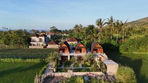 an aerial view of a house in a field at Agung Inn Amed in Amed