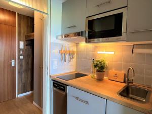 DittishausenにあるApartment Lichtblick by Interhomeのシンクと電子レンジ付きのキッチン