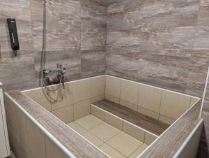 e bagno con doccia e vasca. di 知本溫泉の旅宿 a Wenquan