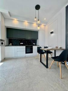 Kuchyň nebo kuchyňský kout v ubytování ApartPoltava PREMIUM ДИЗАЙН закритий ЖК ПИЛИПА ОРЛИКА 26