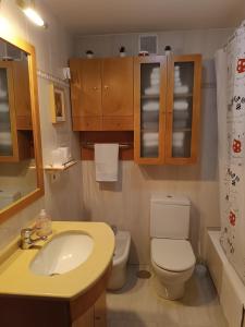 un bagno con lavandino e WC di Recanto Milladoiro a O Milladoiro