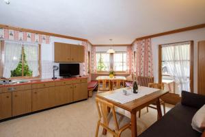 un salon avec une cuisine et une salle à manger dans l'établissement Apartmenthaus DIAS, à Kappl 31 autres photos