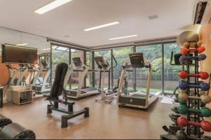 - une salle de sport avec un ensemble d'équipements d'exercice dans l'établissement Vn Al Campinas Refugio Moderno, à São Paulo