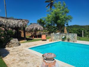 a swimming pool in a yard with a resort at Casa Del Sol in El Limón