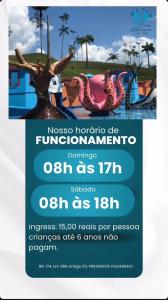 a flyer for a amusement park with a picture of a slide at Chales Acqua park in Presidente Figueiredo