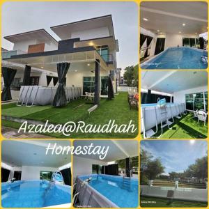 a collage of pictures of a house and a swimming pool at Azalea Homestay with Private Pool in Jenjarum
