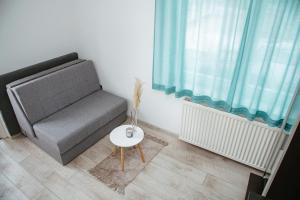 a living room with a couch and a table at City Center Spacious Apartment Brandt in Slavonski Brod