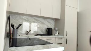 a kitchen with white cabinets and a sink at Villa Verde Glavatičevo in Glavatičevo