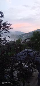 vista di una città con nebbia in lontananza di GUEST HOUSE RIMAS HOME a Khulo