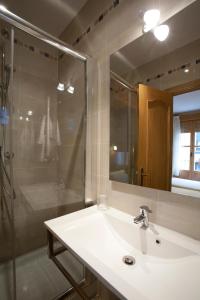 a bathroom with a sink and a shower at Hostal Zabala in Madrid