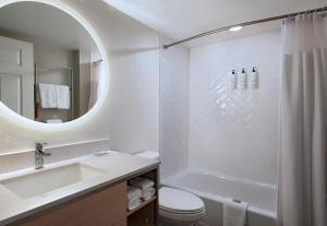 a bathroom with a sink and a toilet and a mirror at TownePlace Suites by Marriott College Station in College Station +27 photos