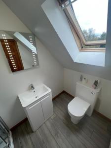 a bathroom with a toilet and a sink and a window at Carn A Chuilinn House in Fort Augustus +30 photos