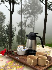 科塔吉里Moksha Infinity Valley的茶壶和茶杯托盘