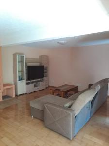 a living room with a couch and a tv at Vila Jasmina in Bihać