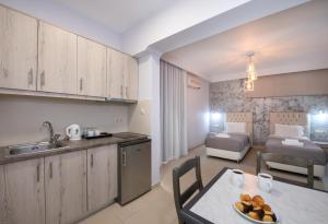 Kuchyň nebo kuchyňský kout v ubytování Labyrinth Hotel