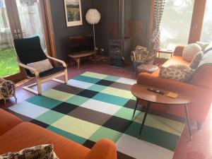 a living room with a couch and a rug at Birch Tree Studio in Braidwood