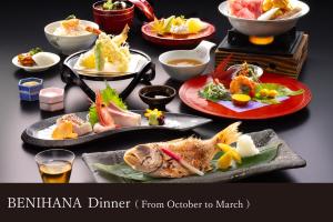 a table with many plates of food on it at Yamanaka Onsen Kissho Yamanaka in Kaga +66 photos