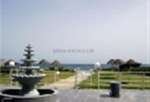 ポート・エルカンタウィにあるStudio dans Résidence pieds dans l'eau à Sousse Zone Kantaouiの海を背景にした公園の噴水
