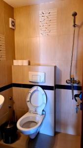 a bathroom with a toilet and a sink at Цар Калоян in Primorsko