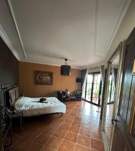ヴィルヌーヴ・ド・ベルグにあるChambres d'hotes Belle Etoile Ardècheのベッドとリビングルームのある寝室 +44枚の写真