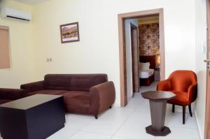 A seating area at Proxima Centauri Hotel