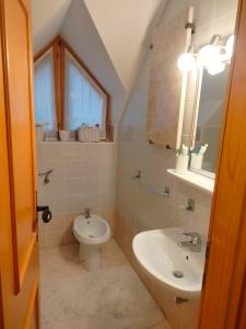 un baño con inodoro y lavabo en Apartment Pika, en Moravske Toplice