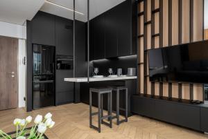 Kuchyň nebo kuchyňský kout v ubytování Kasprzaka 29 Panorama Tower 21 Th Floor By Perfect Apart