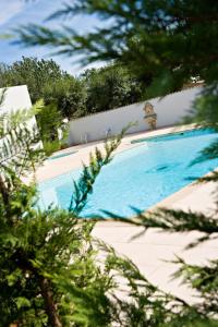 una piscina en un patio con árboles en Vacancéole - Résidence Carré Marine en Mandelieu-la-Napoule