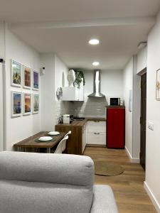 a kitchen and living room with a couch and a table at La Casa de la Abuela in Jaén +8 photos
