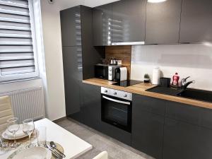 Kuchyň nebo kuchyňský kout v ubytování Downtown Apartments Pécs