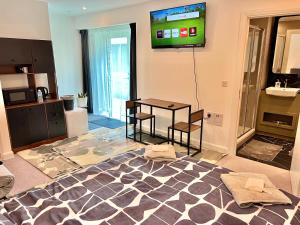 Μια τηλεόραση ή/και κέντρο ψυχαγωγίας στο Lux New Studio Apartment Exel London