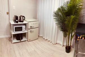 a kitchen with a stove and a microwave and a plant at 1 min from Sadang Station line 2 & 4 in Seoul +9 photos