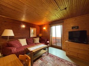 Televízia a/alebo spoločenská miestnosť v ubytovaní idyllischer Landhof Nähe Millstättersee Ferienwohnung mit Balkon