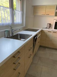 Kuchyň nebo kuchyňský kout v ubytování Wohnung in 100 J Bauernhaus