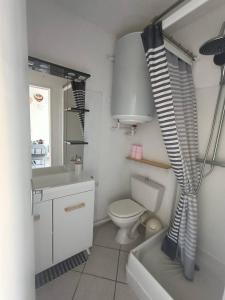 Kúpeľňa v ubytovaní Appartement T2 Cabine, mezzanine Saint Pierre la mer 4oliv41