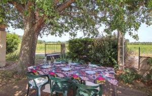 Una mesa y sillas en una terraza debajo de un árbol. en Stunning Home In La Baume-De-Transit, en La Baume-de-Transit 13 fotos más