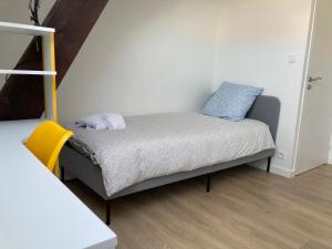 a bed with two pillows on it in a room at Le Gambetta Théâtre de Calais in Calais +12 photos