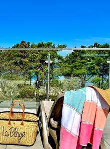 ein Auto mit einem Korb und einem Handtuch am Fenster in der Unterkunft SZAFIROWE APARTAMENTY 4 z widokiem na morze RESORT HEVENIA in Pogorzelica