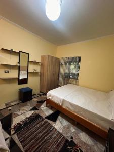 a bedroom with a large bed and a window at Xhani Camping&Farm in Gucia e Re +3 photos
