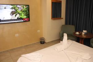TV at/o entertainment center sa Jawheret Alswefia Hotel Suite
