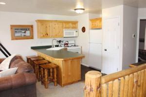 une cuisine avec un évier et un plan de travail dans l'établissement Wild Moose Ski Lodge, à Eden