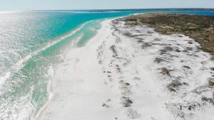 an aerial view of an island in the ocean at Cross Breeze-Gulf Brz-Navarre, Beaches, Boat Ramp in Gulf Breeze