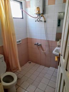 普卡Villa Sa'adah 2的带淋浴、马桶和水槽的浴室