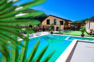 a villa with a swimming pool and a house at Casa Clim in Anina